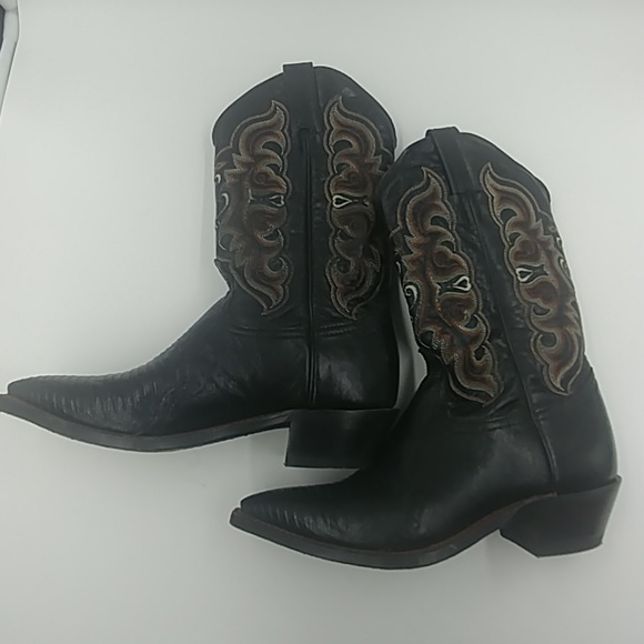 Womens Tony Lama Black Cowboy Western Boots Size 7 - Picture 5 of 8